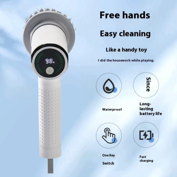 Multifunctional Smart Display Electric Cleaning Brush Wireless Kitchen Sink Cleaning Brush Waterproof Electric Pot Brush Cleaning Tool - Image 5