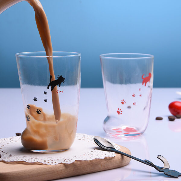 Creative Cute Cat Paws Glass Tiger Paws Mug Office Coffee Mug Tumbler Personality Breakfast Milk Porcelain Cup Gift - Image 2