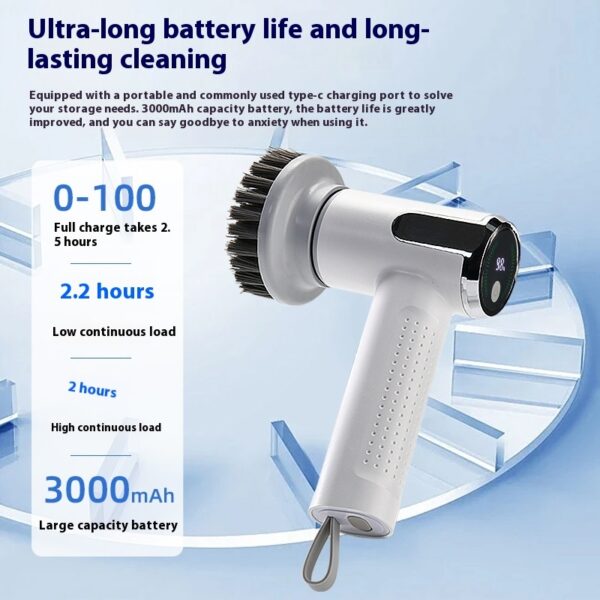 Multifunctional Smart Display Electric Cleaning Brush Wireless Kitchen Sink Cleaning Brush Waterproof Electric Pot Brush Cleaning Tool - Image 3